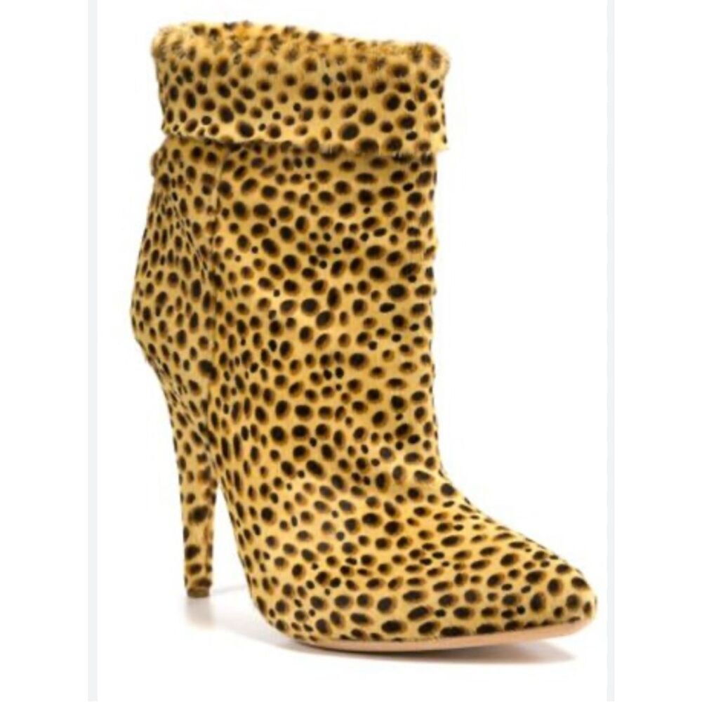 Loeffler Randall Emory Leopard Print Fold-Over Ankle Boots